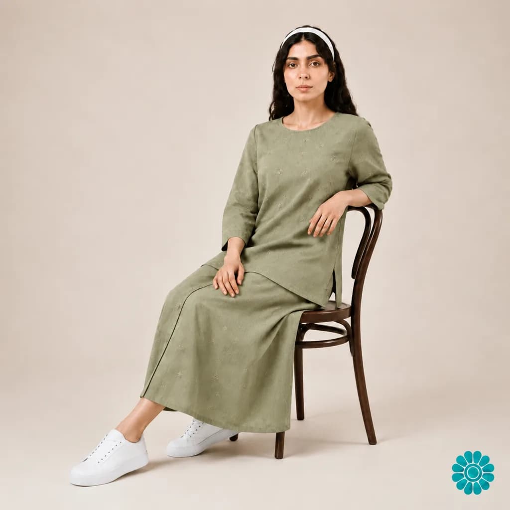 بلوز مانتویی لینن " ریز گُل " — تصویر 6