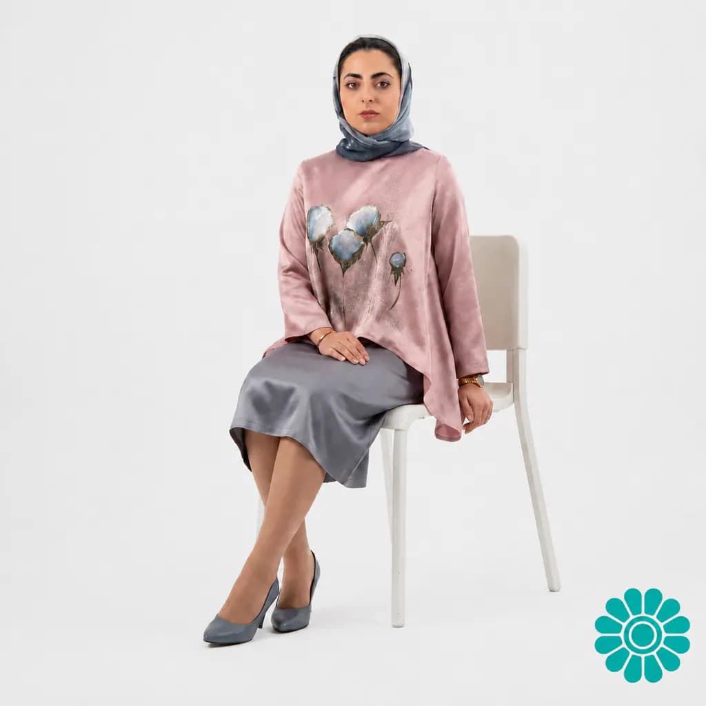 ست بلوز و سارافن ساتن " پنبه " — تصویر 2